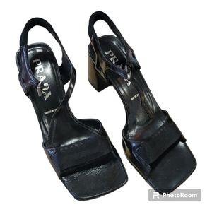 PRADA Vtg 90s Crazy Square Toe & Heel Slings Shoes 36. Italy.